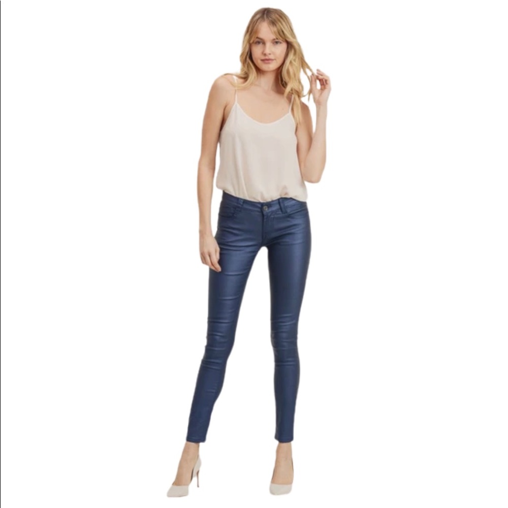 NWT! 🔥 Sarina Blue Coated Skinny Denim Pants - Picture 5 of 8